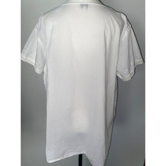 Chic Connection 2X White Embroidered Cotton Top - Picture 2 of 8